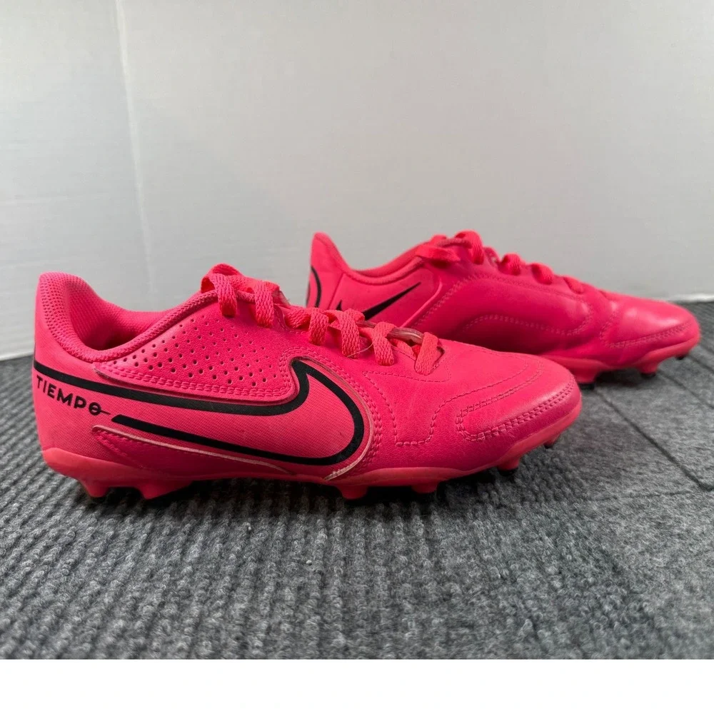 Nike Tiempo Legend 9 Academy MG Pink Black Soccer Cleats DA1331-600 Kids Size 2Y